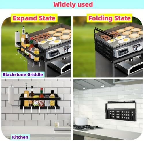 Upgrade Foldable Griddle Caddy for 17''/22''/28"/36" Blackstone BBQ Griddle,Space Saving Grill Tool Holder for Blackstone BBQ Accessories Organizer,with Paper Towel Holder&Knife Rack&Hooks - Image 7
