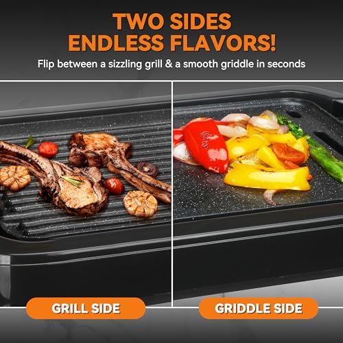 Baker’s Friend Indoor Griddle & Grill, Electric Griddle with 2 in 1 Indoor Grill and Griddle Plate Indoor Grill with Removable Plate, Silicone Mold, Dishwasher Safe, Recipes Include, Graphite - Image 3