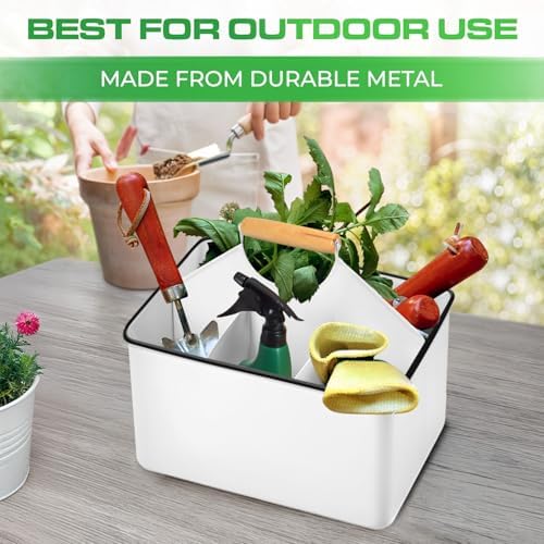 Plexon Metal Utensil Caddy With Handle - Farmhouse Kitchen Utensil Holder - Image 6