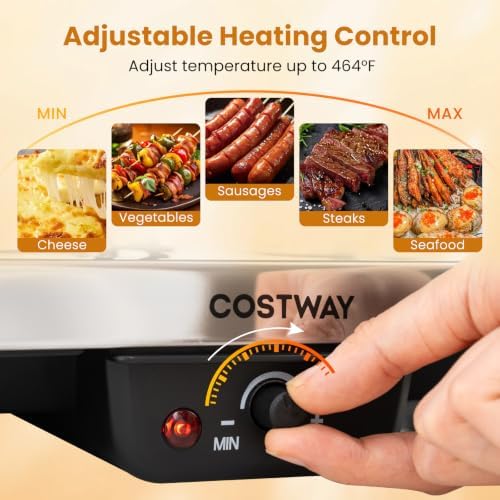 COSTWAY Raclette Grill for 8, 2-in-1 Table Grill, 1400W Electric Grill - Image 5