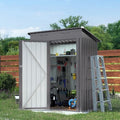 Outdoor Storage Shed 5x3x6FT Pitched Roof, Galvanized Steel Garden Shed with Lockable Door & Window, Waterproof Metal Tool Storage for Garden, Backyard, Patio, Lawn by Vigohuseeo