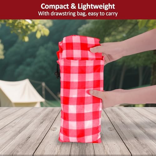 6ft 72in Picnic Table and Bench Cover, 3 Pack, Red-White Checkered - Image 6
