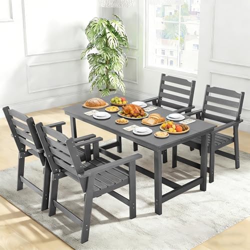 FUNBERRY Outdoor Dining Set, HDPE 5 Piece Dining Table Set with Chairs - Image 2