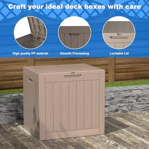 36 Gallon Outdoor Deck Box, Lockable Waterproof Outdoor Storage Boxes For Garden Tools,Indoor Cushions,Accessories Outside Storage Resin Weatherproof Container(Grey) - Image 3