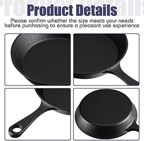 Skylety 10 Sets 6. 3 Inches Mini Cast Iron Skillets Small Black Sizzling Plate Cast Iron Skillets Frying Pan Set with Oil Brush for Indoor Outdoor Restaurant Kitchen - Image 3