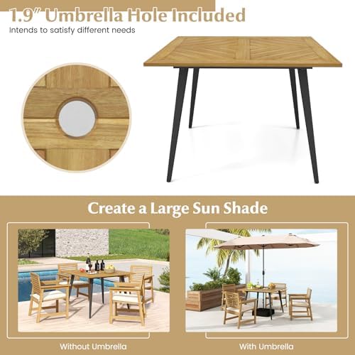 Tangkula 42.5" Acacia Wood Outdoor Dining Table for 4, Square Patio Table - Image 6