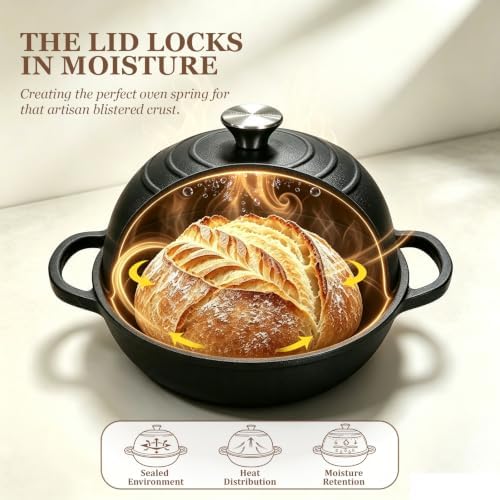 Cast Iron Bread Oven 6QT, Sourdough Bread Baking Pan with Lid - Image 5