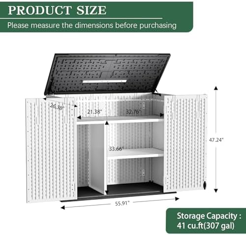 Outdoor Storage Shed Resin Waterproof Storage Cabinet for Patio Garden - Image 2