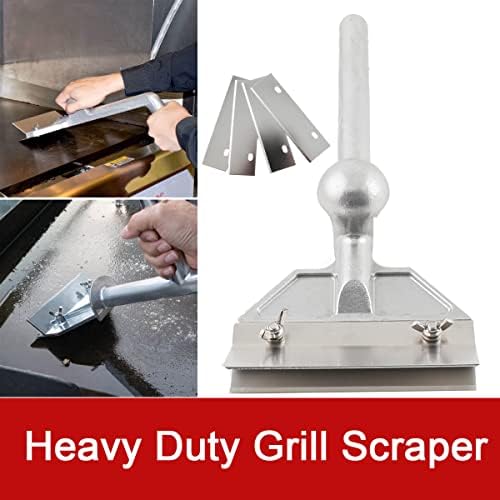 Grill Scrapers ECUTEE Heavy Duty Griddle Scraper Set Commercial Griddle Scraper Set Flat Top Grill Accessories with 4 Replacement Blades for Restaurants, Bars, Diners, Outdoor Grill Cleaning - Image 6