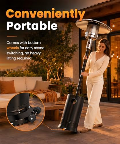 FOOWIN Patio Heater 48,000 BTU Outdoor Propane Heater with Wheels - Image 5