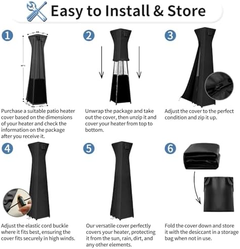 OutdoorLines Waterproof Patio Heater Covers with Zipper and Storage Bag, - Image 6