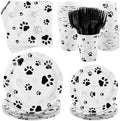 Kochorie 144 Pieces Black Paw Print Party Tableware Sets Including Disposable Plates Napkins Cups Forks Serves 24 for Dog Puppy Theme Party Supplies by Kochorie