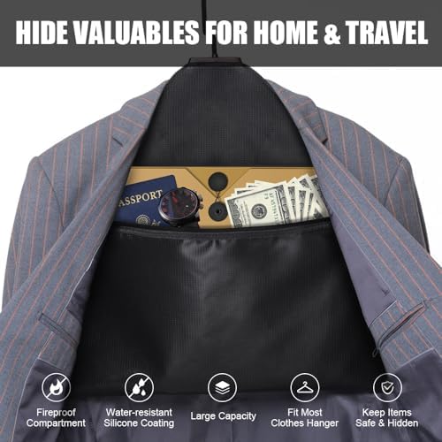 ROLOWAY Hanger Diversion Fireproof Safe, Hidden Compartment for Home & Travel, Secret Safe for Cash Hiding Under Clothes with Small Fireproof Bag - Image 2