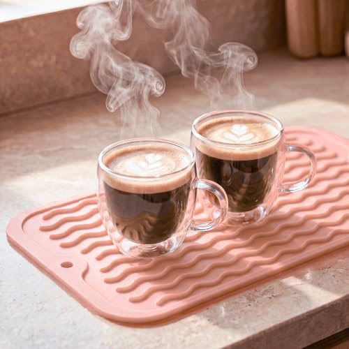 MicoYang Silicone Dish Drying Mat for Multiple Usage,Easy clean,Eco-friendly,Heat-resistant Silicone Mat for Kitchen Counter or Sink,Refrigerator or Drawer Liner Pink S 12 inches x 6 inches - Image 6