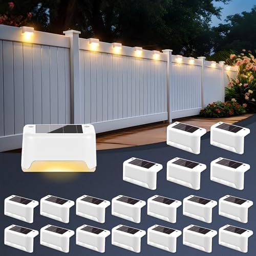 SOLPEX Solar Fence Lights Outdoor 20 Pack, Waterproof, Warm White by Solpex