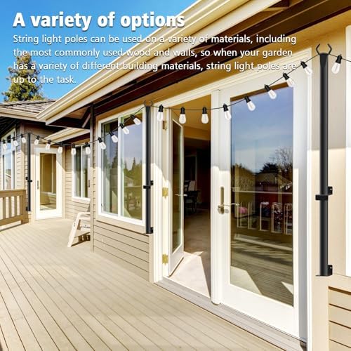 NUERPO 4 Pack String Light Poles,5Ft Metal Poles for Outdoor String Lights,Outdoor Light Poles with Post,Poles/Stand for Outside,Patio,Deck,Backyard,Garden Wedding,Party - Image 6
