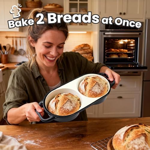 YONILL Mini Double Dutch Oven with Lid for Sourdough Bread Baking (Black) - Image 2