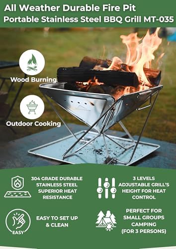 CAMPINGMOON Medium Portable Fire Pit Grill Wood Burning MT-035 - Image 2
