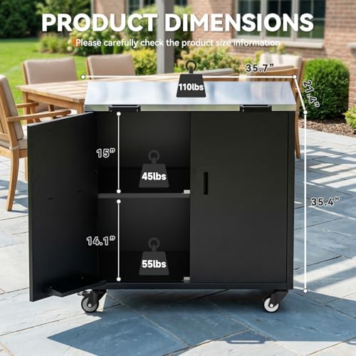 Outdoor Grill Cart with Storage & Stainless Steel Top for Outdoor - Image 2