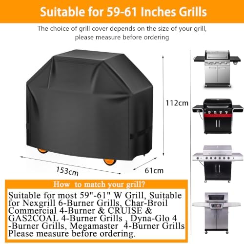 Aoretic Grill Cover, 60 inch BBQ Gas Grill Cover for Outdoor Grill, Grill Cover Barbecue Waterproof, Anti-UV for Weber Char-Broil Monument Nexgrill Spun Charbroil - Image 2