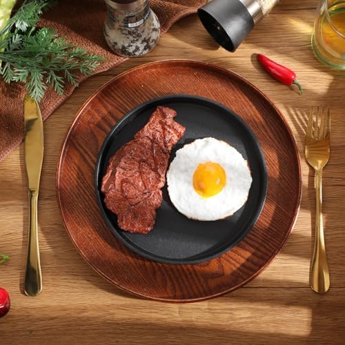 Maxdot 2 Pcs 9.8 Inch Cast Iron Grill Pan Round Pizza Pan Skillet for BBQ - Image 5