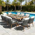 LayinSun 11 Pieces Outdoor Patio Dining Set, Aluminium Rectangular Dining Table and Wicker Rattan Chairs Set for Outside Backyard, Poolside by LayinSun