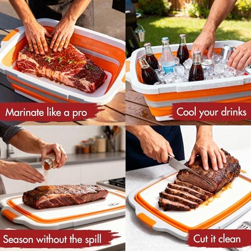 KITCHEN PERFECTION Collapsible XL Smoker & BBQ Prep Tub with Locking Lid - Image 5