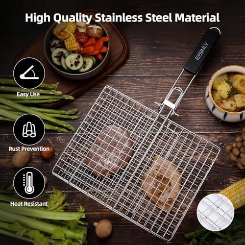 Eisinly BBQ Grilling Basket for Outdoor Grill with Removable Handle - Image 2