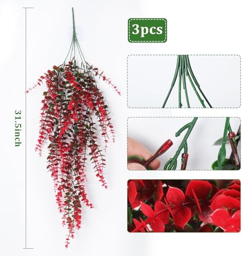RECUTMS Hanging Artificial Plants Fake Vines Hanging Eucalyptus Leaf Plants - Image 2