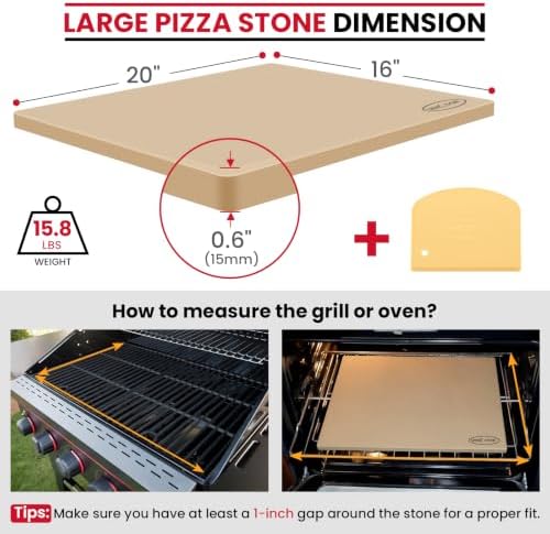 Unicook 20 x 16 Inch Extra Large Pizza Stone for Oven and Grill, 15.8 Lbs - Image 2