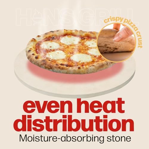 Hans Grill Circular Pizza Stone, 15 Inch Cordierite Stone with Wooden Peel - Image 3