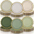 96 Pcs Sage Paper Plates 9 Inch Scalloped by Tiangrid
