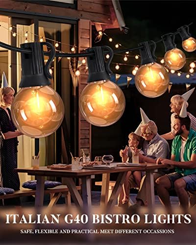 Lightdot 50FT Outdoor String Lights, LED Bistro String Lights with Shatterproof G40 Vintage Bulbs, 2200K Dimmable, Waterproof Hanging Lights for Porch, Deck, Garden, Backyard, Balcony - ETL Listed - Image 6