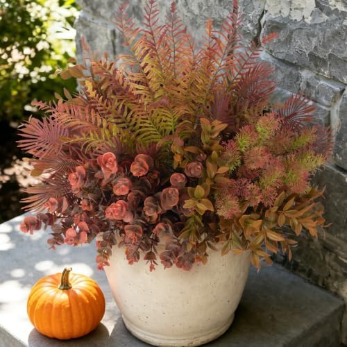 Hrobek 8 Bundles Fall Outdoor Faux Fake Plants UV Resistant by HomePage