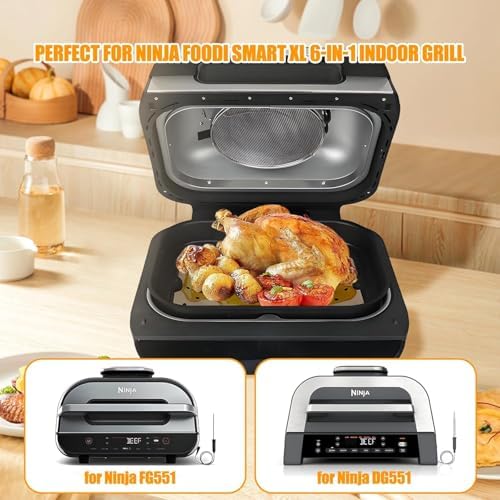 Grill Cooking Pot and Combo Crisper Basket for Ninja Foodi FG551/DG551/DG651 Smart XL 6-in-1 Indoor Accessories Non-Stick Basket & Griddle Pan Replacement & 100 Pack Air Fryer Liners - Image 3