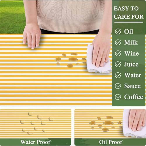 CAPSCEOLL Fitted Picnic Table Cover with Bench Covers 5ft - Yellow White - Image 3