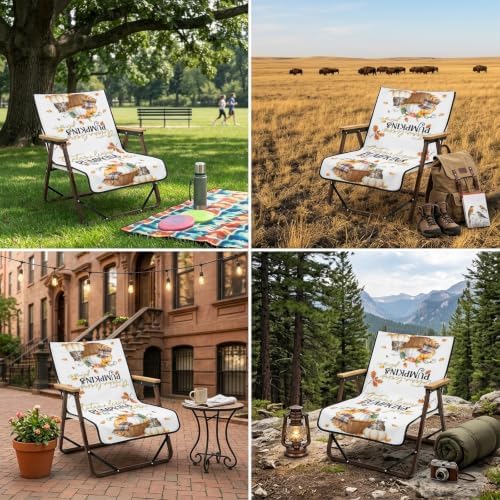Fall Patio Dining Chair Covers 4 Pack Harvest Pumpkin Basket Outdoor Folding Chair Cover Non-Slip Chair Protectors Owl Maple Leaves Thanksgiving Camping Chair Slipcovers for Yard Lawn Garden Beach - Image 5