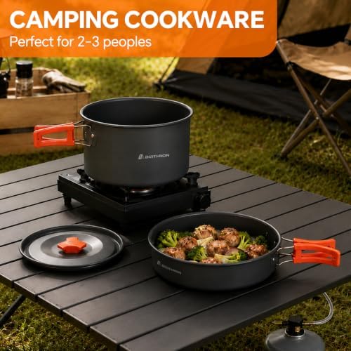 Lightweight Camping Cookware Set for 1-2 People, Hard-Anodized - Image 3