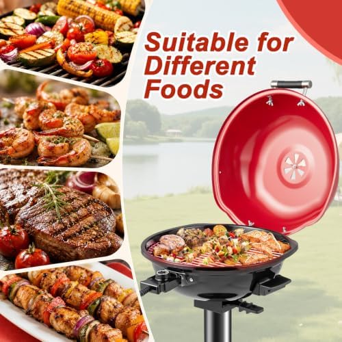 HAPPYGRILL 1600W Electric Grill Outdoor w/Non-Stick Grate, Removable Stand - Image 7