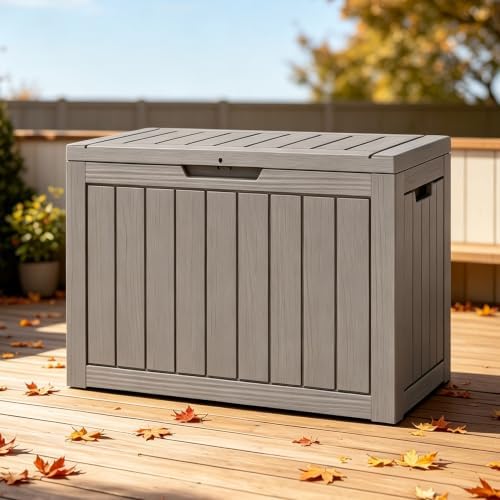 Outdoor Storage Waterproof Deck Box for Patio (55 Gallon, Grey) by Unknown
