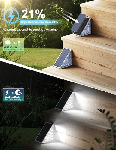 AUDLES LED Solar Step Lights Waterproof Outdoor Stair Lights, Solar Deck Lights Outdoor Decor IP67 Solar Decoration Lights for Yard (Cool White, 8 Pack) - Image 3