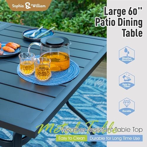Sophia & William Patio Dining Set for 6 w/Swivel Textilene Chairs, Brown - Image 6