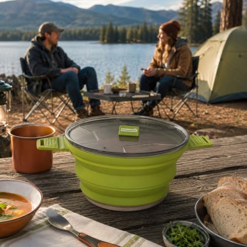 Restaurantware 2.5L Green Silicone Collapsible Pot, 20 Pack - Image 5