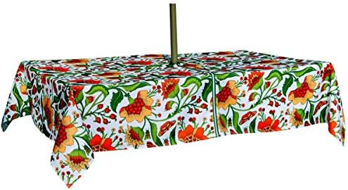 EHouseHome Outdoor Indoor 60x84 inch Rectangle Tablecloth with Umbrella Hole and Zipper, Waterproof Zippered Patio Cloths, Spring/Summer Table Covers for Backyard Circular Table/BBQs/Picnic - Image 4