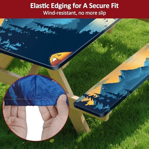 6ft 72in Picnic Table and Bench Cover, 3 Pack, Lakeside Ember - Image 4