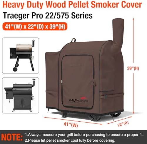 Foldable Grill Cover for Traeger Pro 22/575 Series, Waterproof 600D Heavy Duty Wood Pellet Smoker Cover, Fade＆Tear Resistant Pellet Grill Cover for Pro 20 Lil’ Tex Elite 22,Coffee - Image 5
