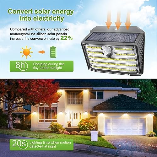 [16 Packs] Solar Motion Lights Outdoor, Ultra Bright Solar Fence Lights with Motion Sensor, IP65 Waterproof Security Light 3 Modes, 270° Lighting Angle, Wall Lights for Deck Patio Fence Garage Door - Image 3