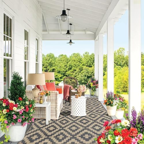 SAND MINE Reversible Mats, Plastic Straw Rug, Modern Area Rug, Large Floor Mat and Rug for Outdoors, RV, Patio, Backyard, Deck, Picnic, Beach, Trailer, Camping (4' x 6', Grey Tan Lattice) - Image 7