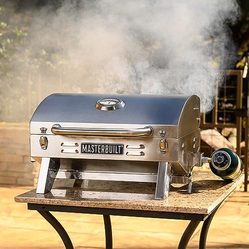 Masterbuilt Portable Propane Gas Grill with Folding Legs, Chrome-Coated Warming Rack and 288 Cooking Square Inches in Stainless Steel, Model MB20030819 - Image 3