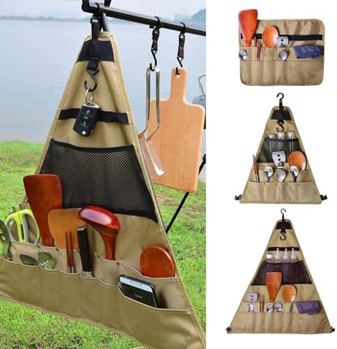 Portable Camping Kitchen Organizer – Hanging Triangle Utensil Storage Bag for Outdoor Cooking, Picnic & BBQ Accessories - Image 4